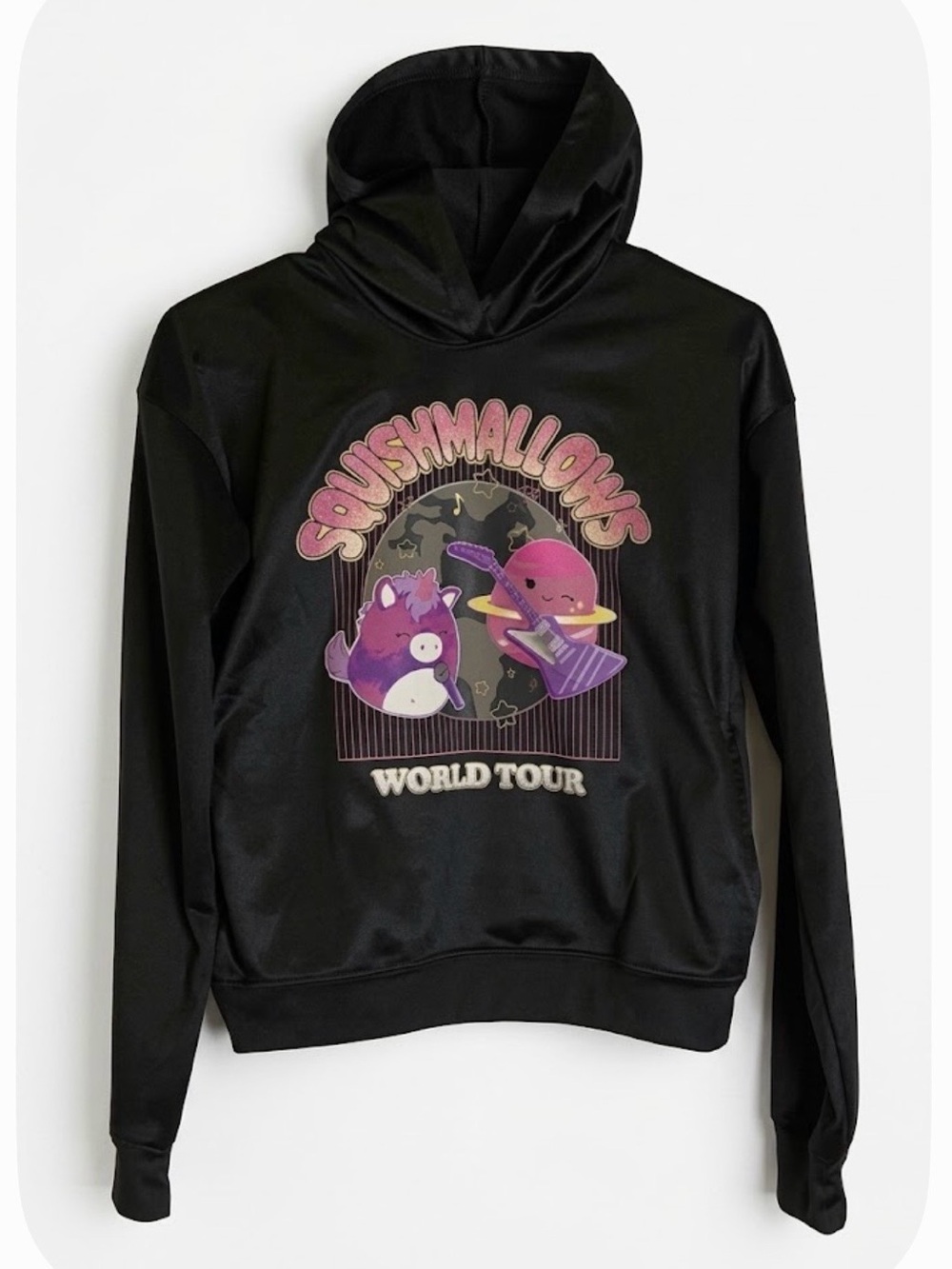 SQUISHMALLOWS Graphic Hoodie, Girls L (10/12), Black Pink Purple